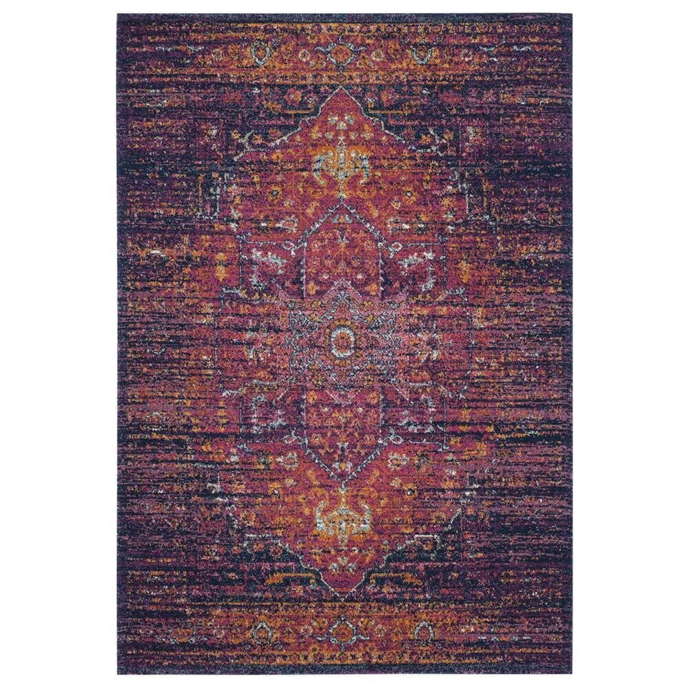 Safavieh Evoke EVK275F-5 5&#39;1&quot; x 7&#39;6&quot; Blue/Fuchsia Area Rug, , large