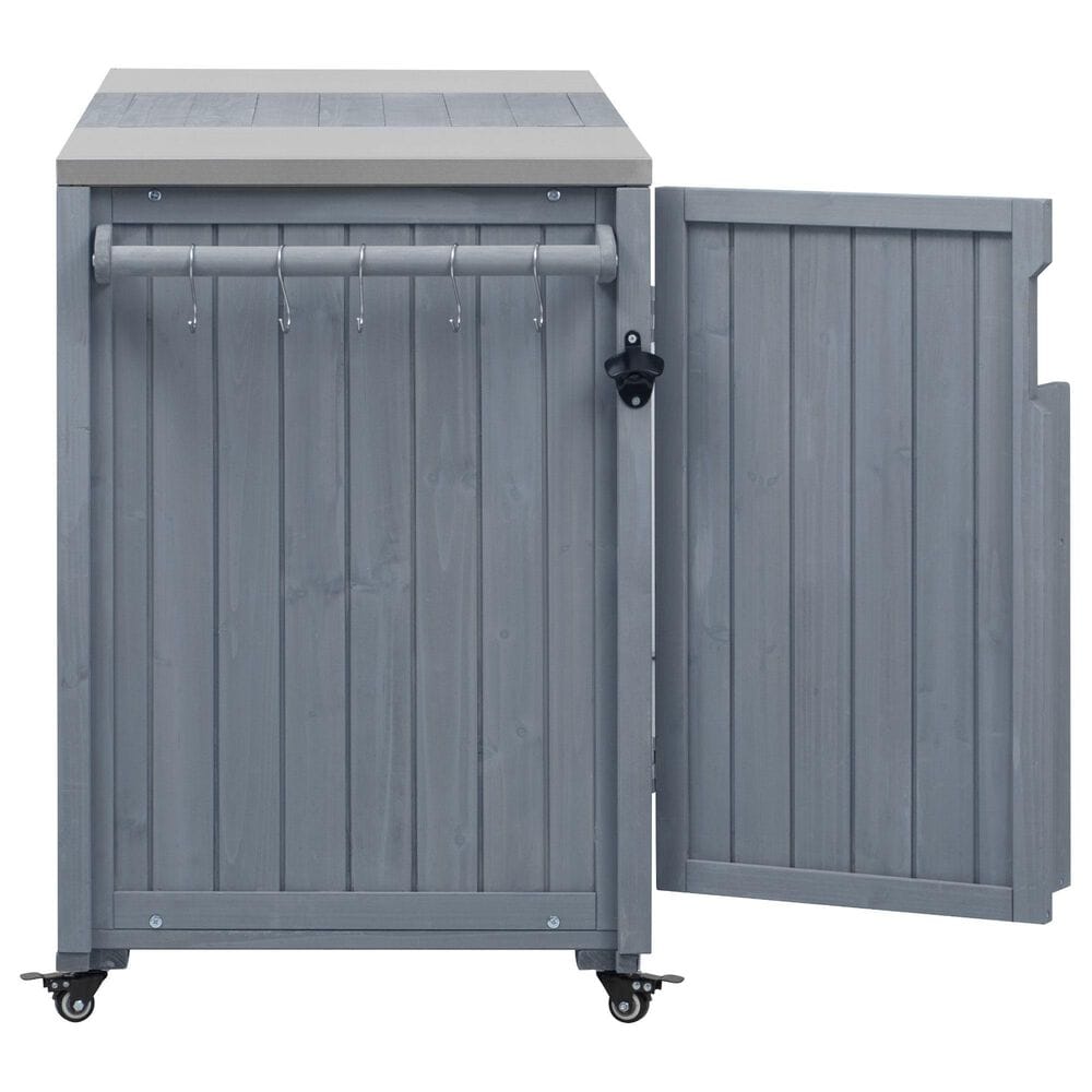 HOMLUX 67" Outdoor Kitchen Island with Stainless Steel Top in Grey, , large
