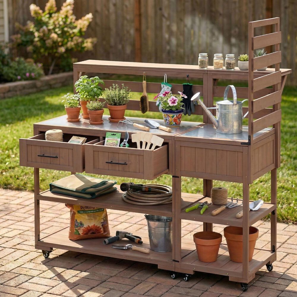 HOMLUX 62.3'' Outdoor Kitchen Island in Brown, , large