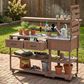 HOMLUX 62.3"" Outdoor Kitchen Island in Brown, , large
