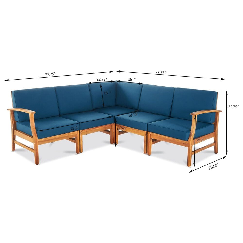 Hearth and Haven Perla 5-Piece Outdoor Sectional in Blue, , large
