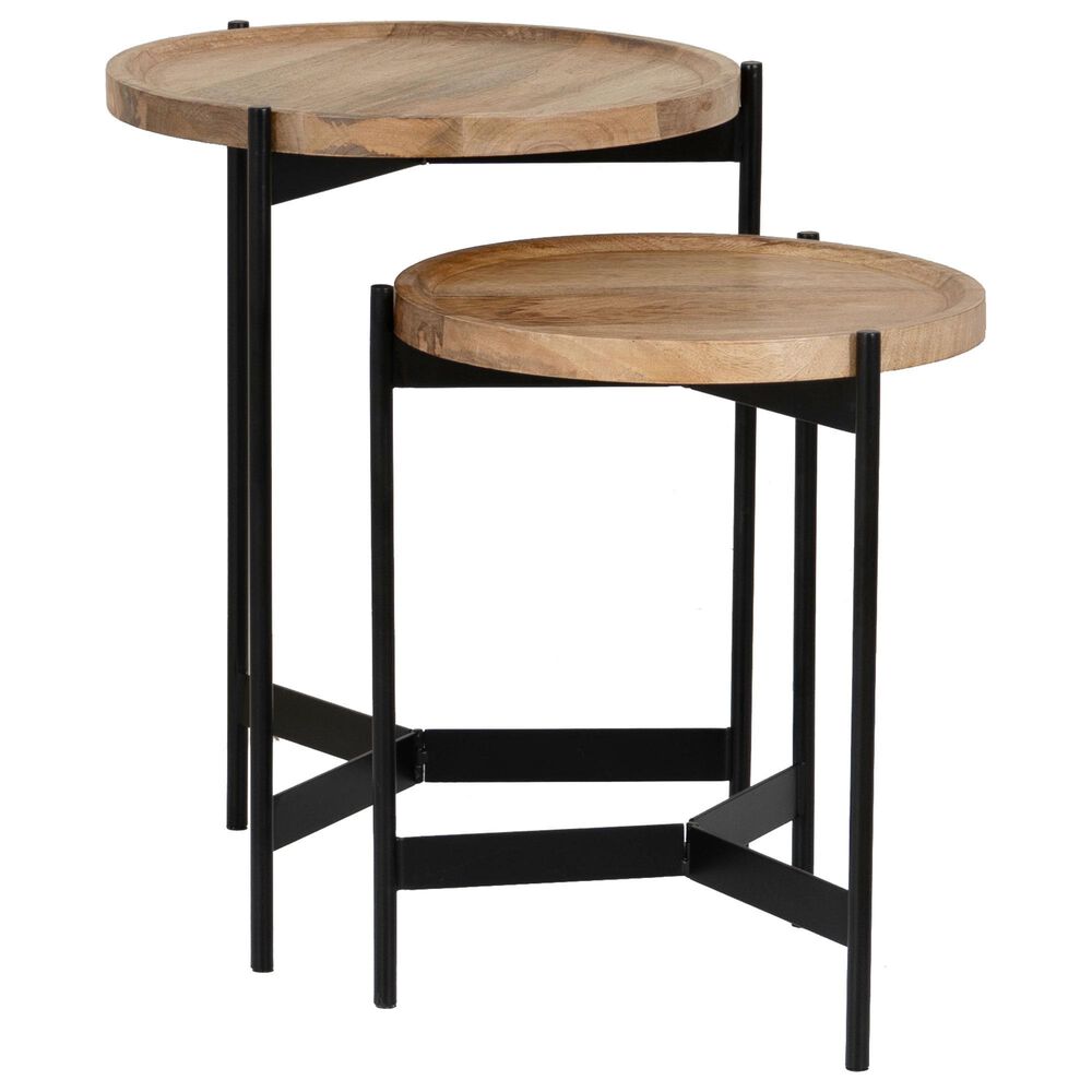 Linon Home Decor Evanston 2-Piece Nesting Table Set in Natural and Black, , large