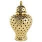 Maple and Jade Jar with Cutout Geometric Design and Lid in Polished Gold, , large