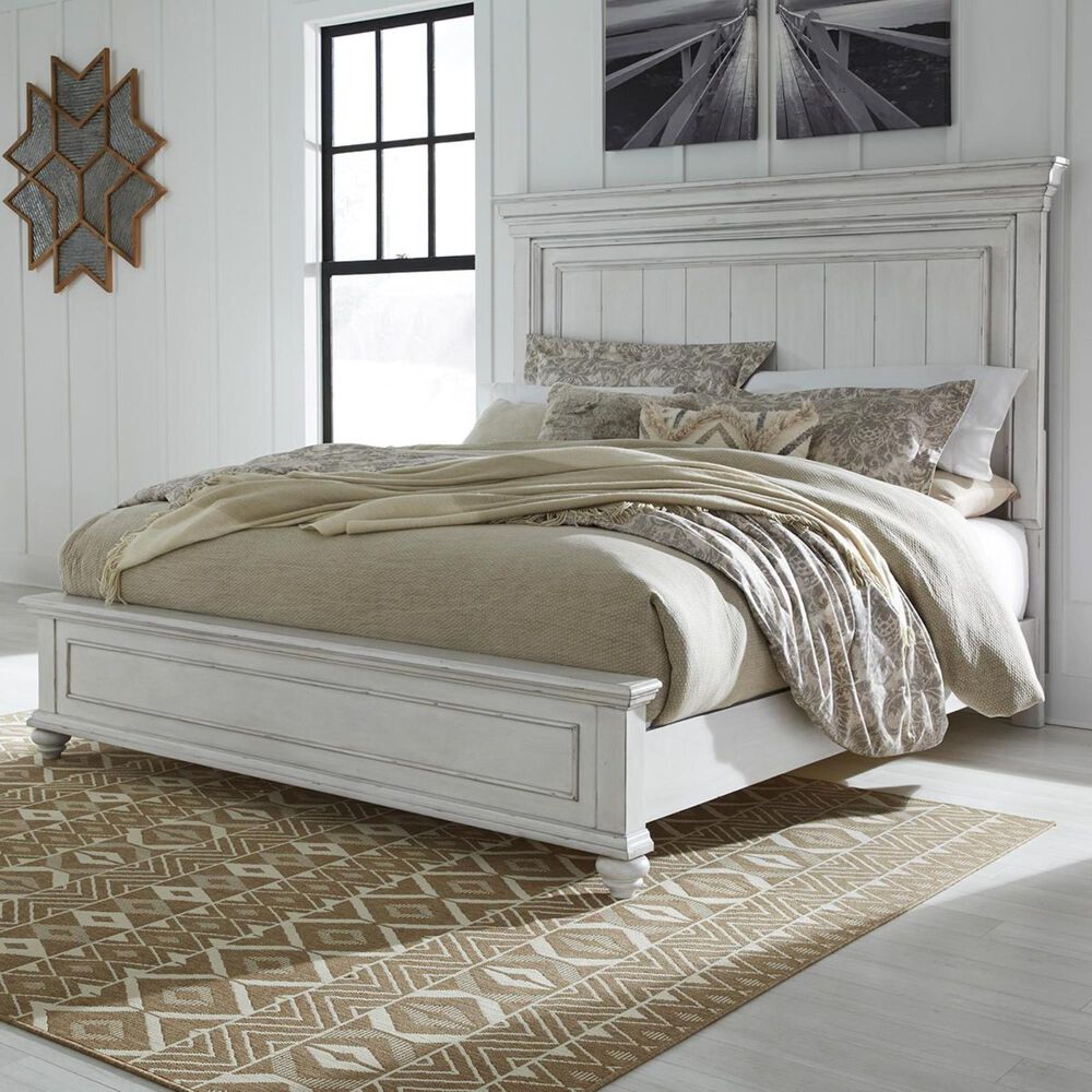 Signature Design by Ashley Kanwyn King Panel Bed in Distressed Whitewash, , large