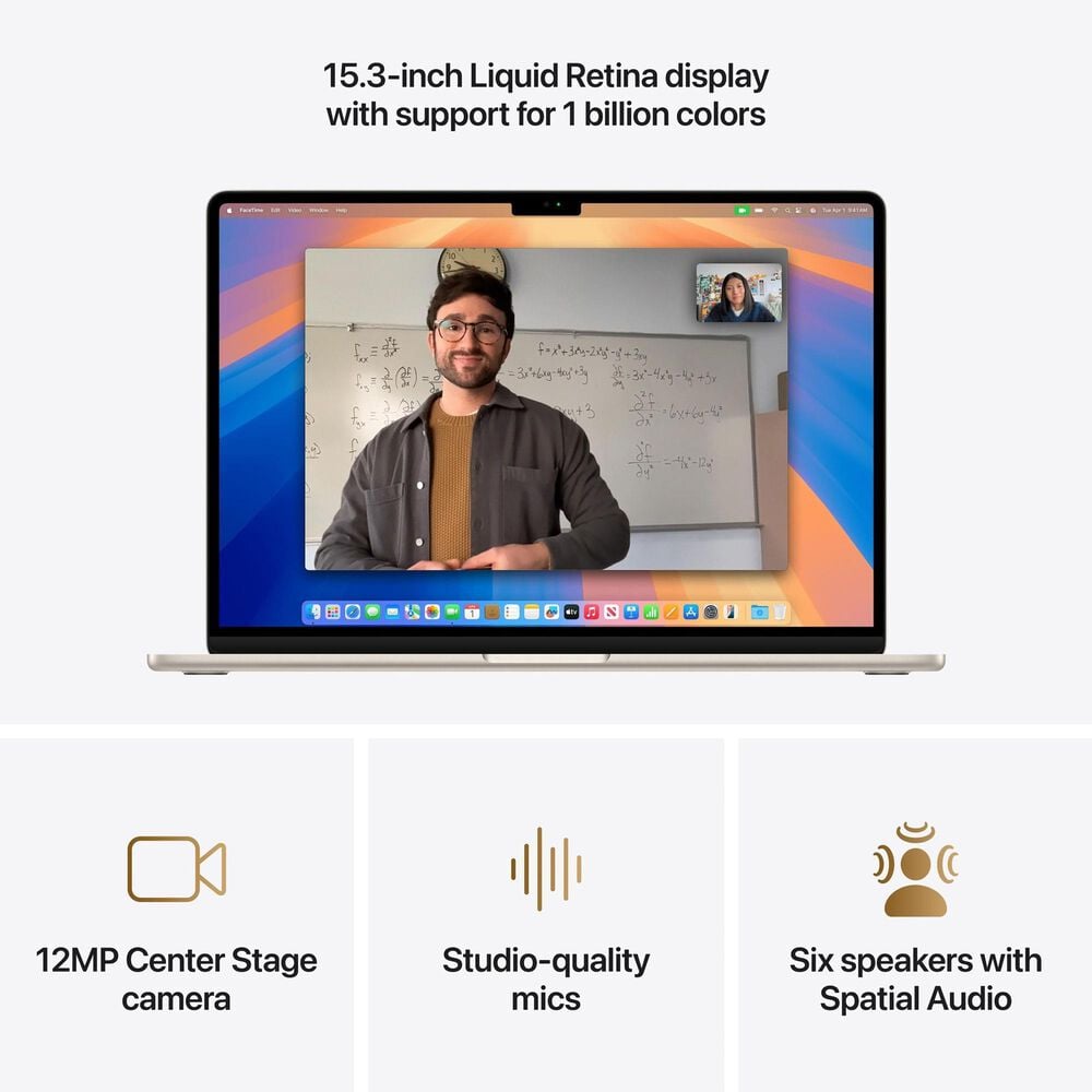 Apple MacBook Air 15.3&quot; Laptop - Apple M4 chip 10-core CPU - 16GB RAM - 10 Core GPU - 512GB SSD in Starlight with 3-Year AppleCare+, , large
