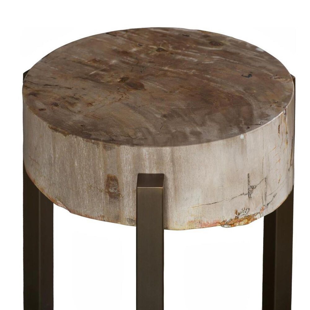 TimberHaus Large Petrified Slice Side Table in Black, Gold and Brown, , large