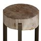 TimberHaus Large Petrified Slice Side Table in Black, Gold and Brown, , large