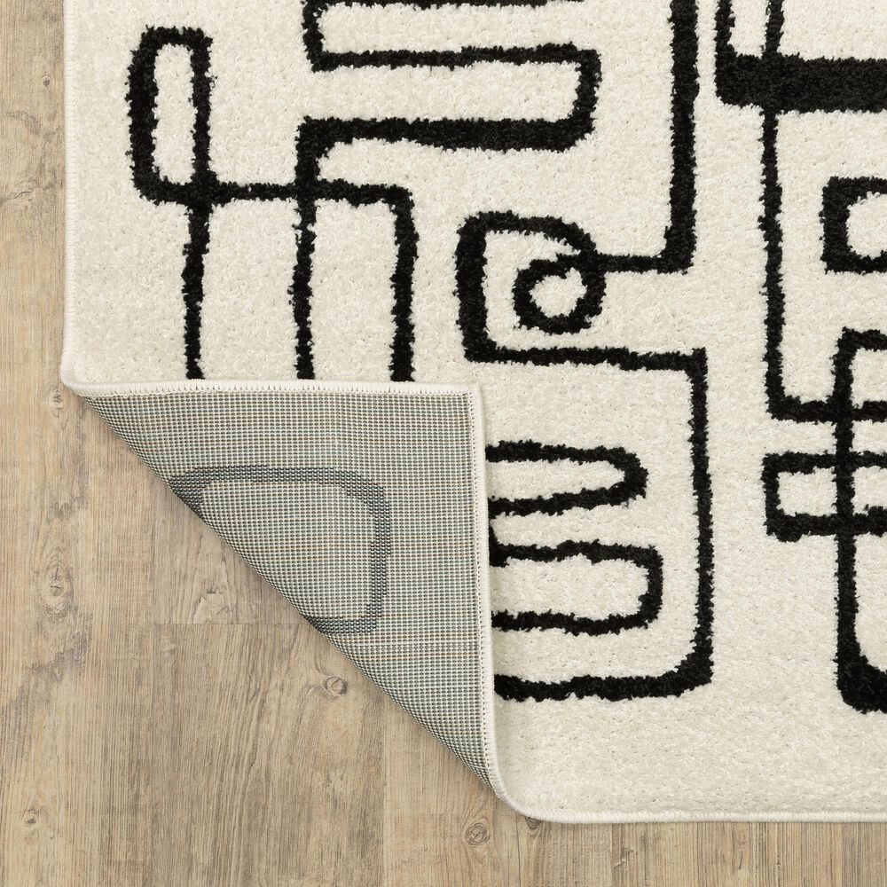 ROW by Oriental Weavers Quinn QUI11 Beige and Black 7'10" x 10' Area Rug, , large
