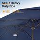 HOMLUX 15" Double-Sided Outdoor Market Umbrella with Sandbag Base and White LED Beads in Royal Blue, , large