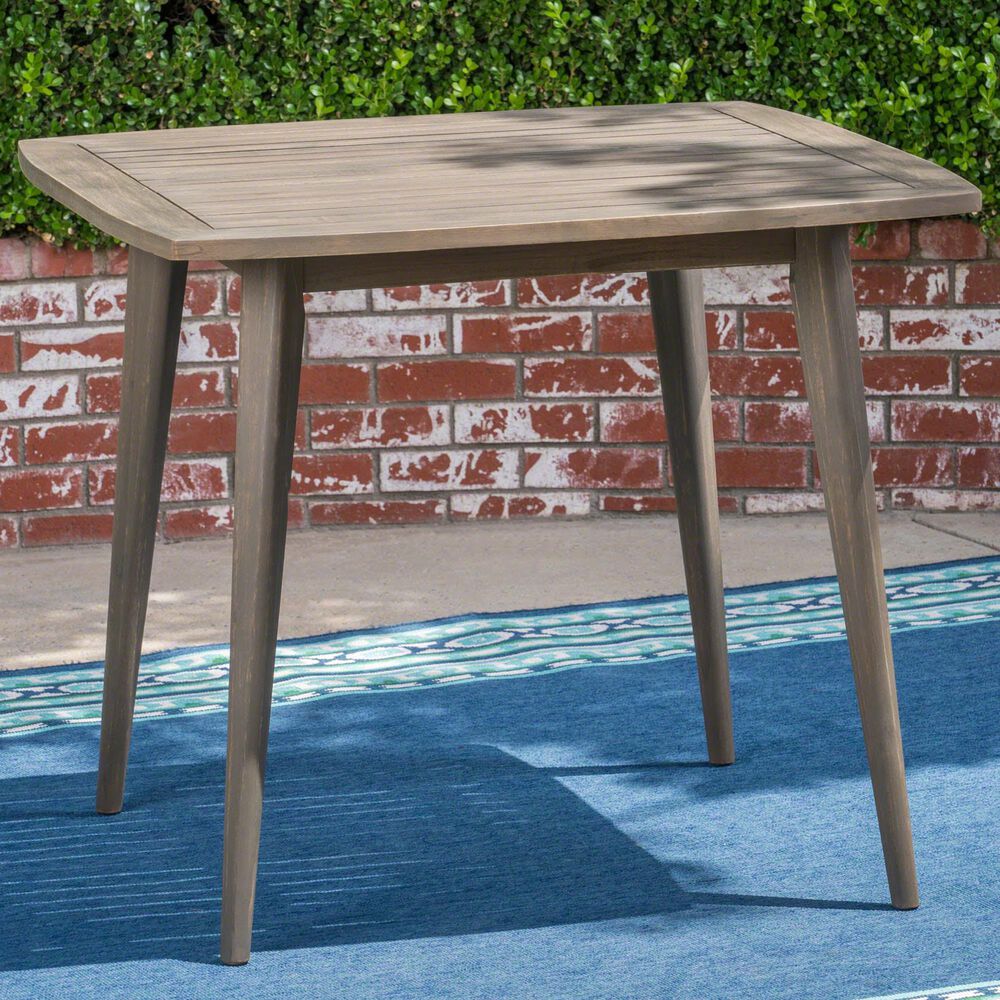 HOMLUX Outdoor Square Acacia Wood Dining Table with Straight Legs in Gray - Table Only, , large