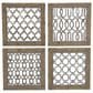 Maple and Jade 19" x 19" Square Home Wall Decor with Trellis Cutouts in Brown and Silver (Set of 4), , large