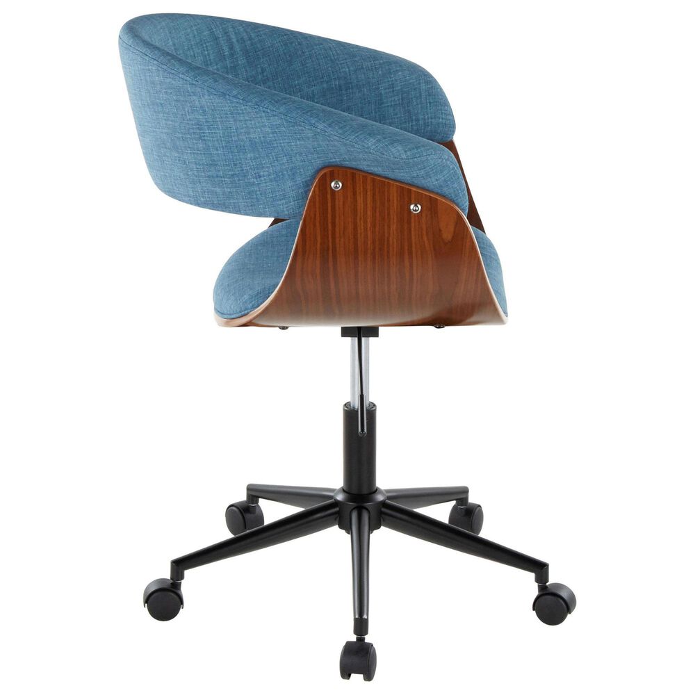 Lumisource Vintage Mod Office Chair with Blue Cushion in Walnut and Black, , large