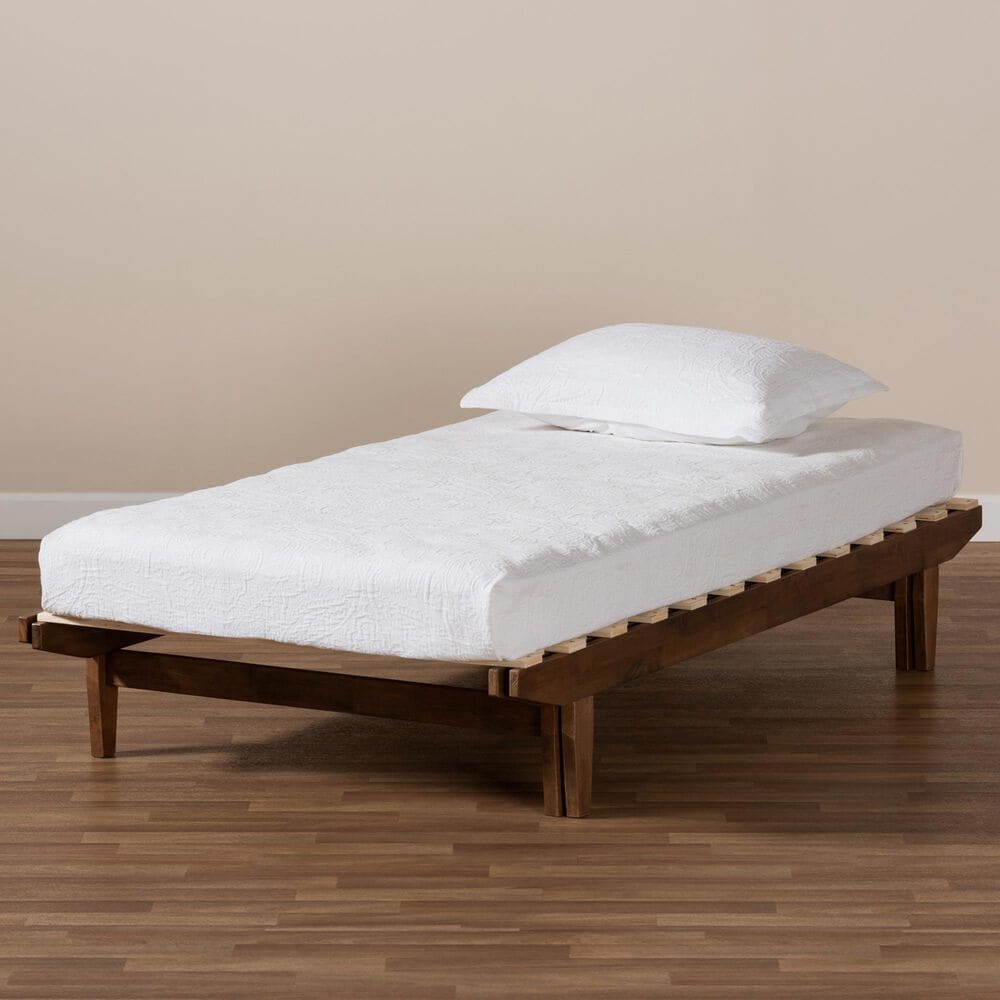 Baxton Studio Hiro Expendable Twin to King Bed Frame in Walnut Brown, , large