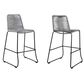 Armen Living Shasta Patio Bar Stool with Gray Rope Seat in Black (Set of 2), , large