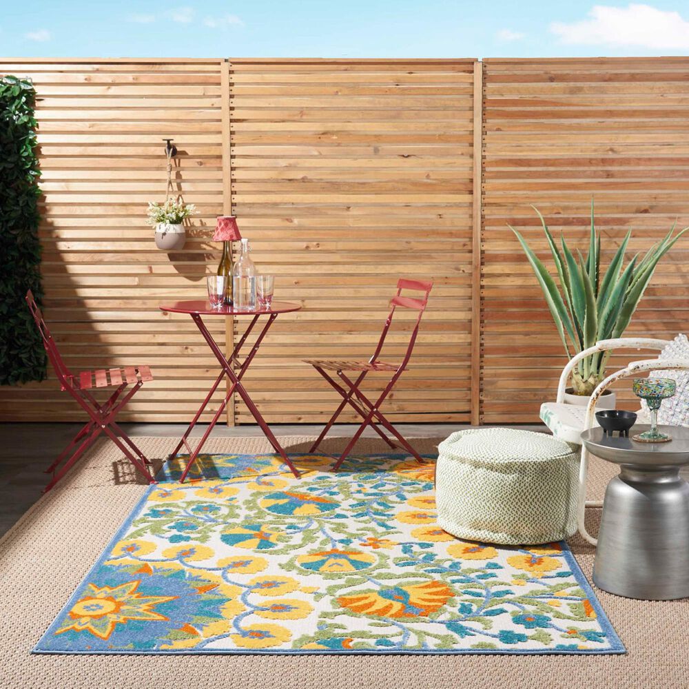 Nourison Aloha 12&#39; x 15&#39; Blue, Yellow, Orange, Green and White Indoor/Outdoor Area Rug, , large