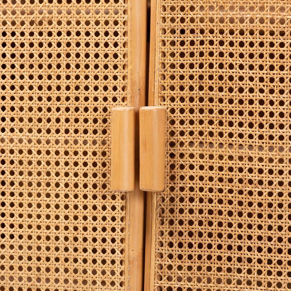 Baxton Studio Curacao 2-Door Rattan Storage Cabinet in Light Honey, , large