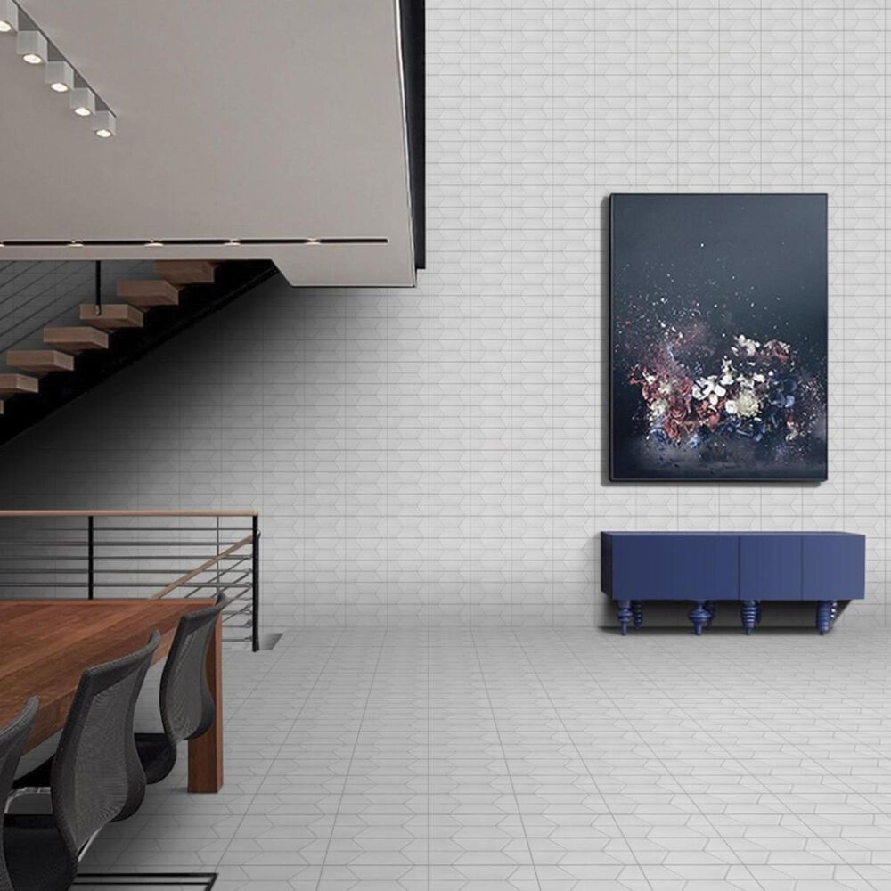 Emser Code White 4" x 9" Trapezoid Porcelain Tile, , large