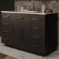Lexora Home Abbey 48" Single Bathroom Vanity in Black Oak with 2 cm White Carrara Marble Top and Rectangular Sink, , large