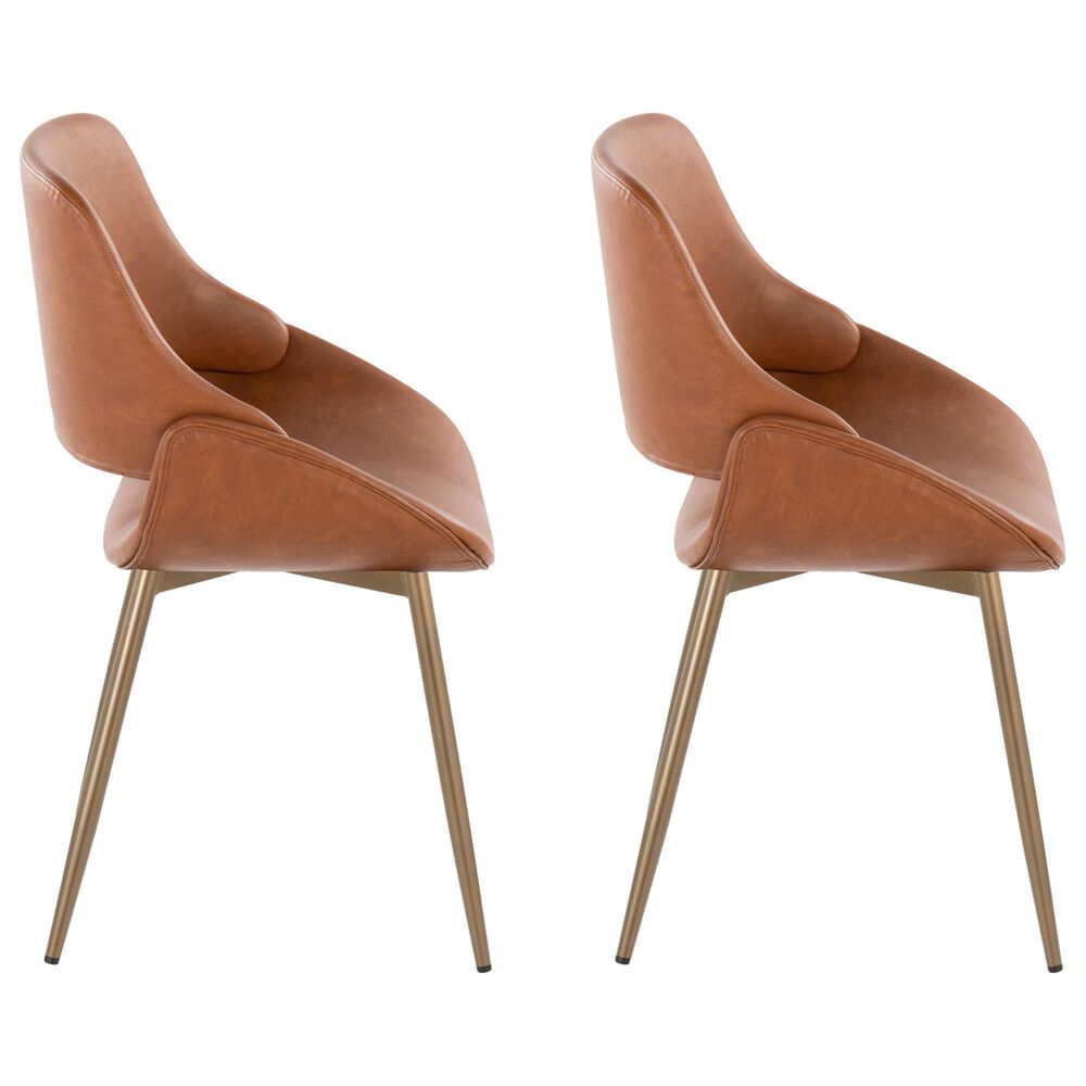 LumiSource Fabrico Side Chair with Camel Faux Leather Cushion in Antique Copper (Set of 2), , large
