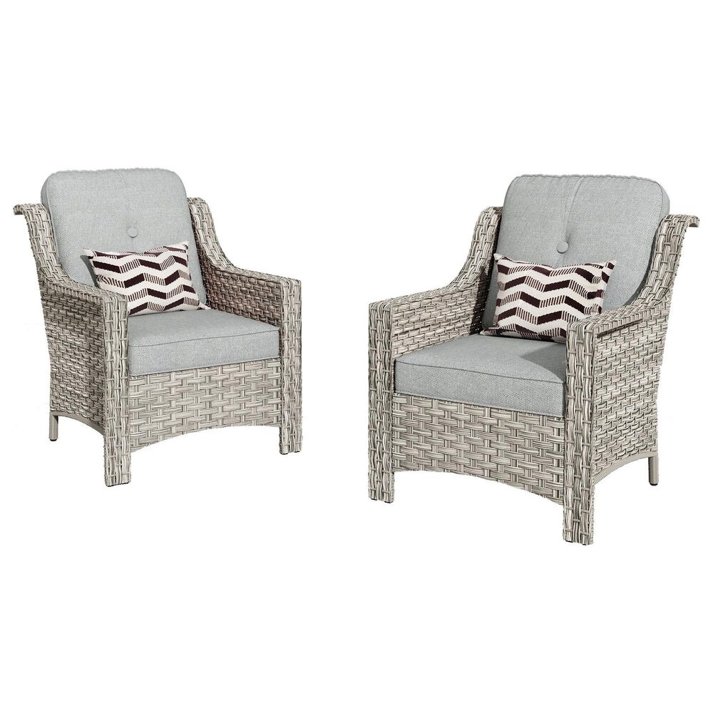 HOMLUX 5-Piece Patio Conversation Set with Two Ottomans in Dark Gray, , large