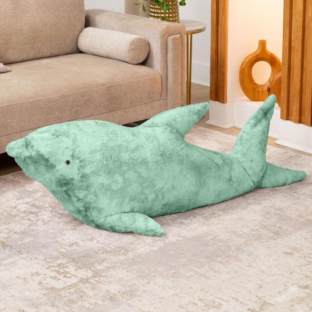 Jaxx Finn The Shark Sea Buddy Large Kids Stuffed Animal Bean Bag in Spearmint Green, , large