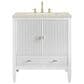 James Martin Myrrin 30" Single Bathroom Vanity in Bright White with 3 cm Charcoal Soapstone Silestone Top and Rectangular Sink, , large