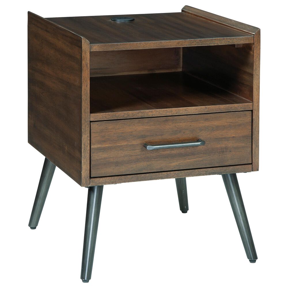 Signature Design by Ashley Calmoni Square End Table with USB Ports in Brown, , large