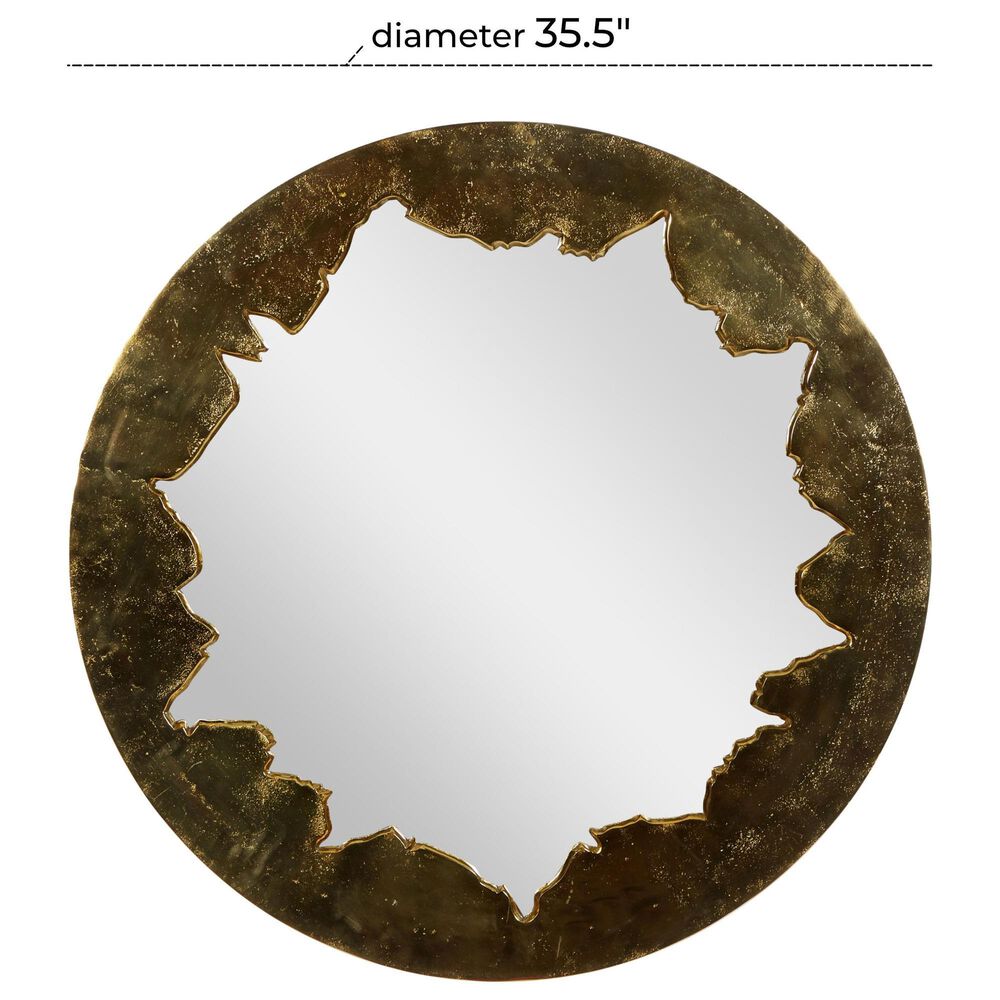 Maple and Jade Handmade Live Edge Abstract Wall Mirror in Dark Gold, , large