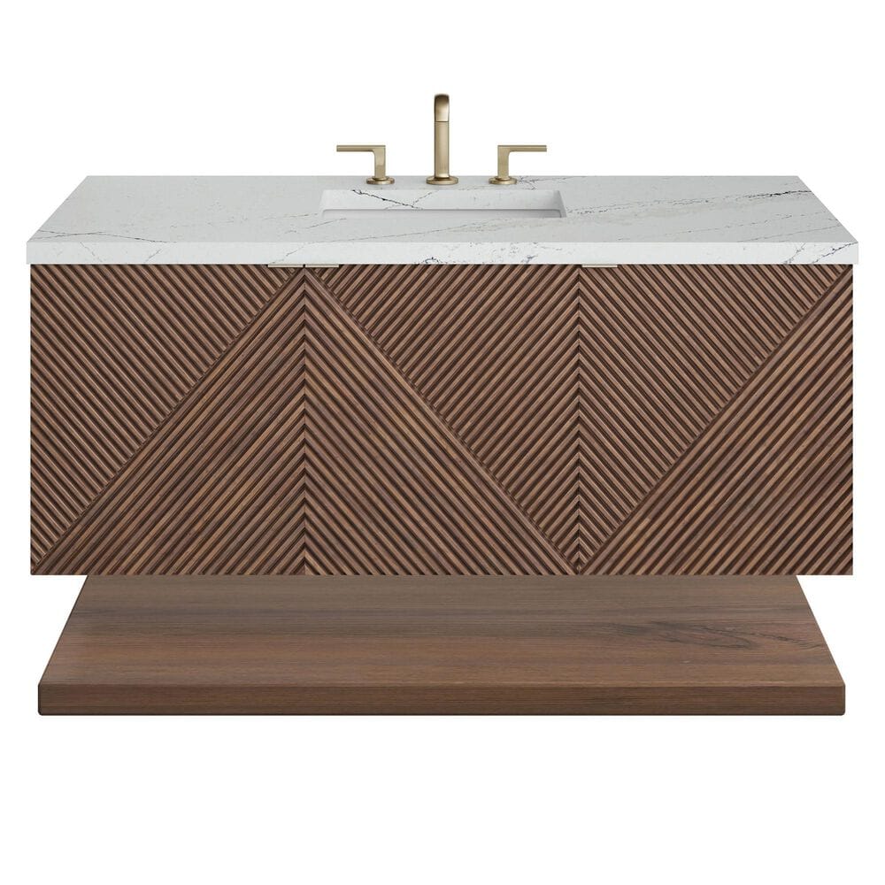 James Martin Vanities Marcello 48" Single Bathroom Vanity in Chestnut with 3 cm Ethereal Noctis Quartz Top, Rectangular Sink and FreePower Wireless Charger, , large