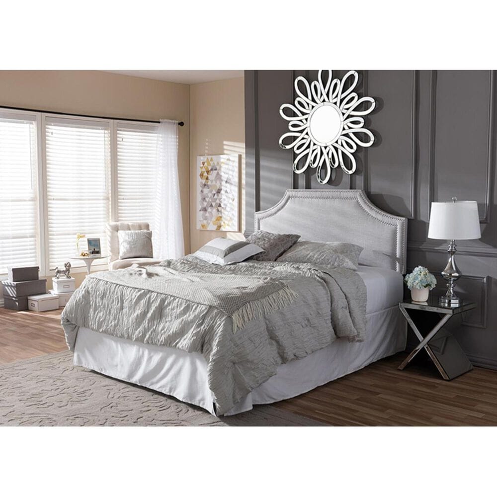 Baxton Studio Avignon Upholstered Full Headboard in Greyish Beige, , large