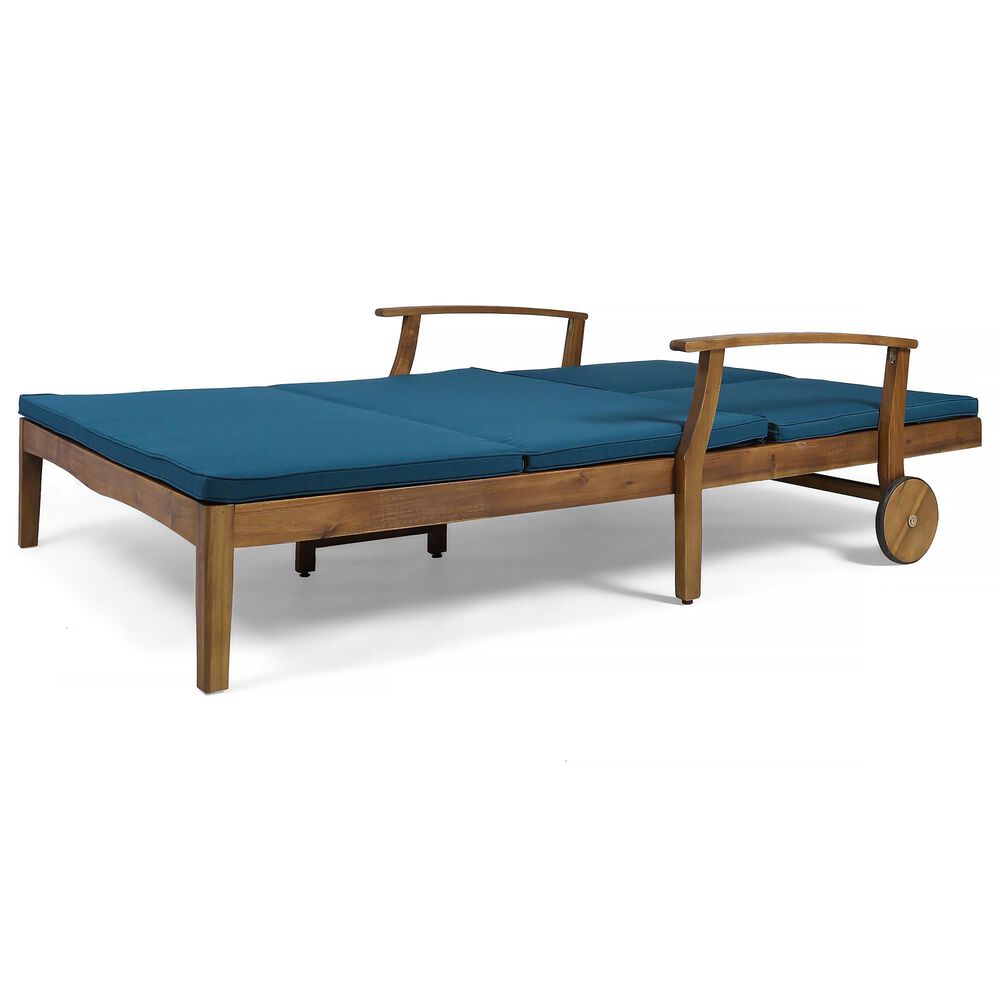 Hearth and Haven Perla Outdoor Double Chaise Lounge with Cushion in Teak, , large