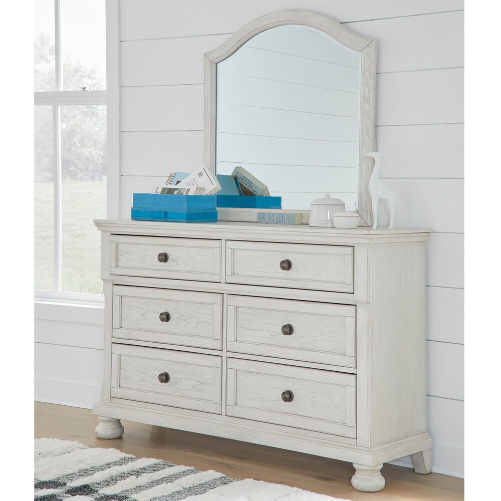 Ashley Robbinsdale 6 Drawer Dresser and Mirror in Antique White, , large