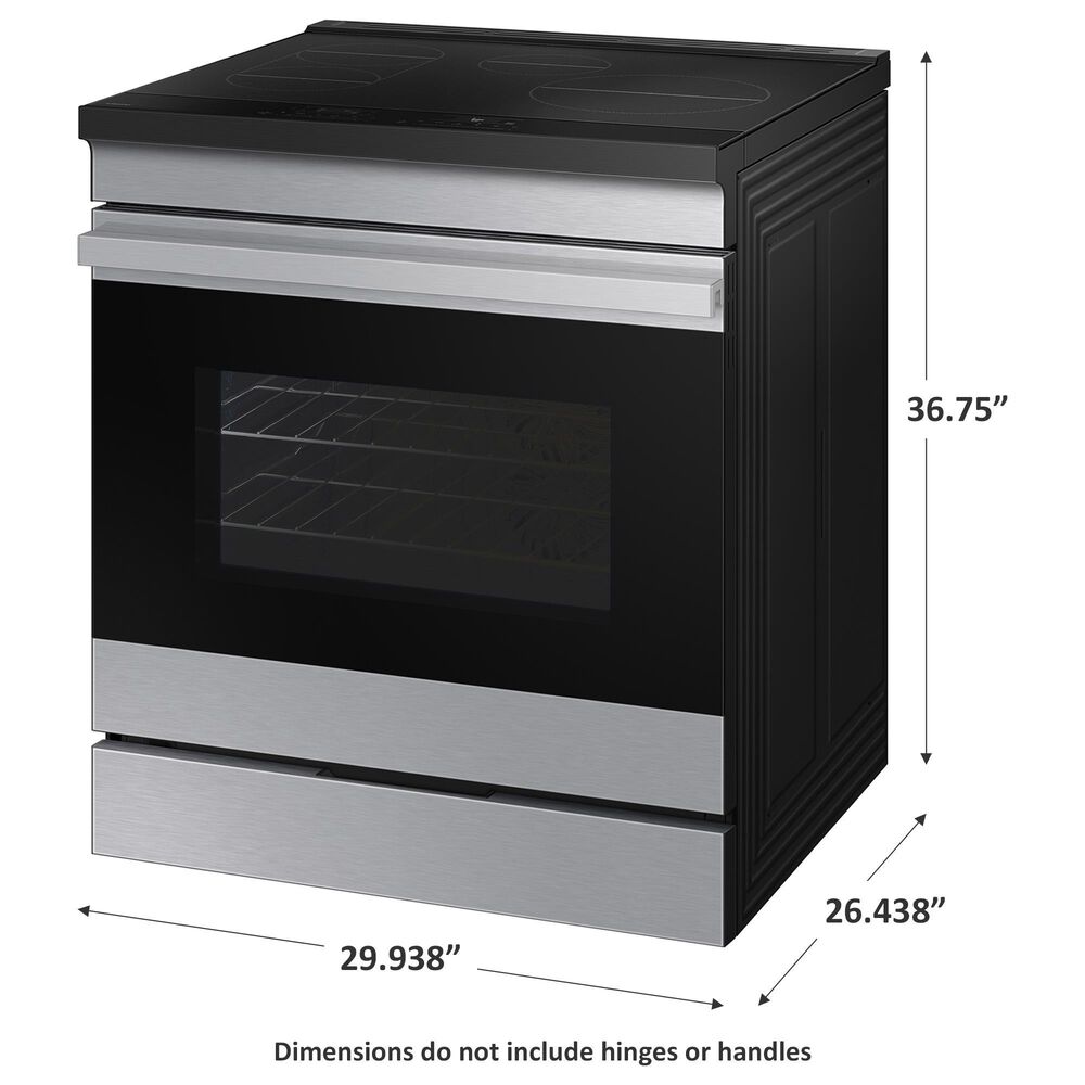 Samsung Bespoke Bespoke 6.3 Cu. Ft. Smart Slide-In Induction Electric Range with Ambient Edge Lighting in Stainless Steel, , large