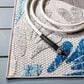 Safavieh Cabana CBN800F 8" Square Grey and Blue Indoor/Outdoor Area Performance Rug, , large