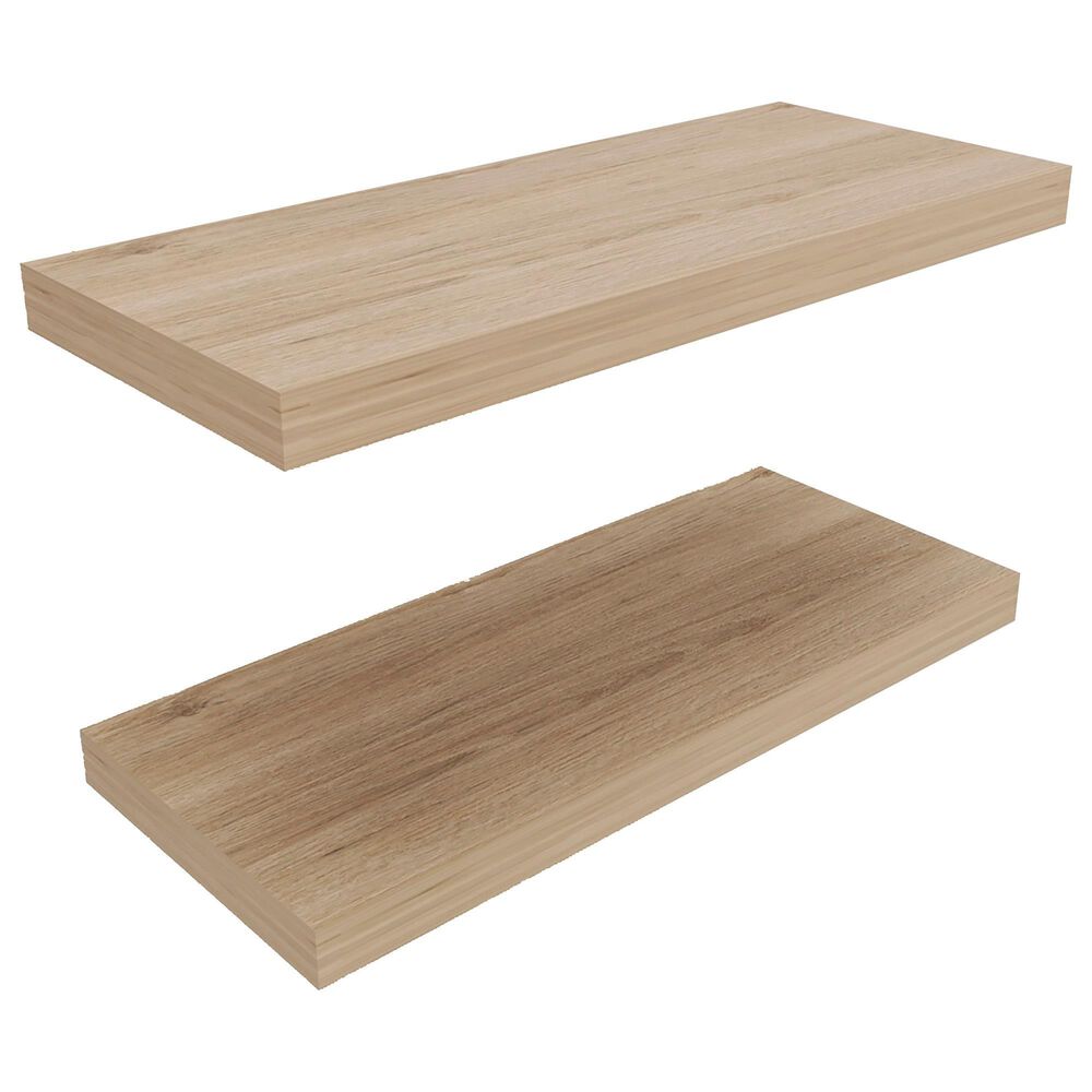 Hearth and Haven Ecco32" Floating Wall Shelf in Old Pine (Set of 2), , large