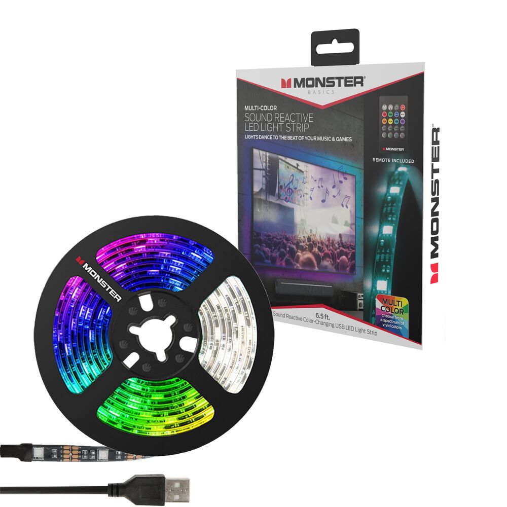 Monster 6.5" Multi-Color LED Light Strip in Black, , large