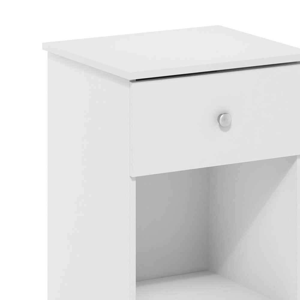 HOMLUX 1-Drawer Modern Nightstand with Knob Handle in Solid White, , large