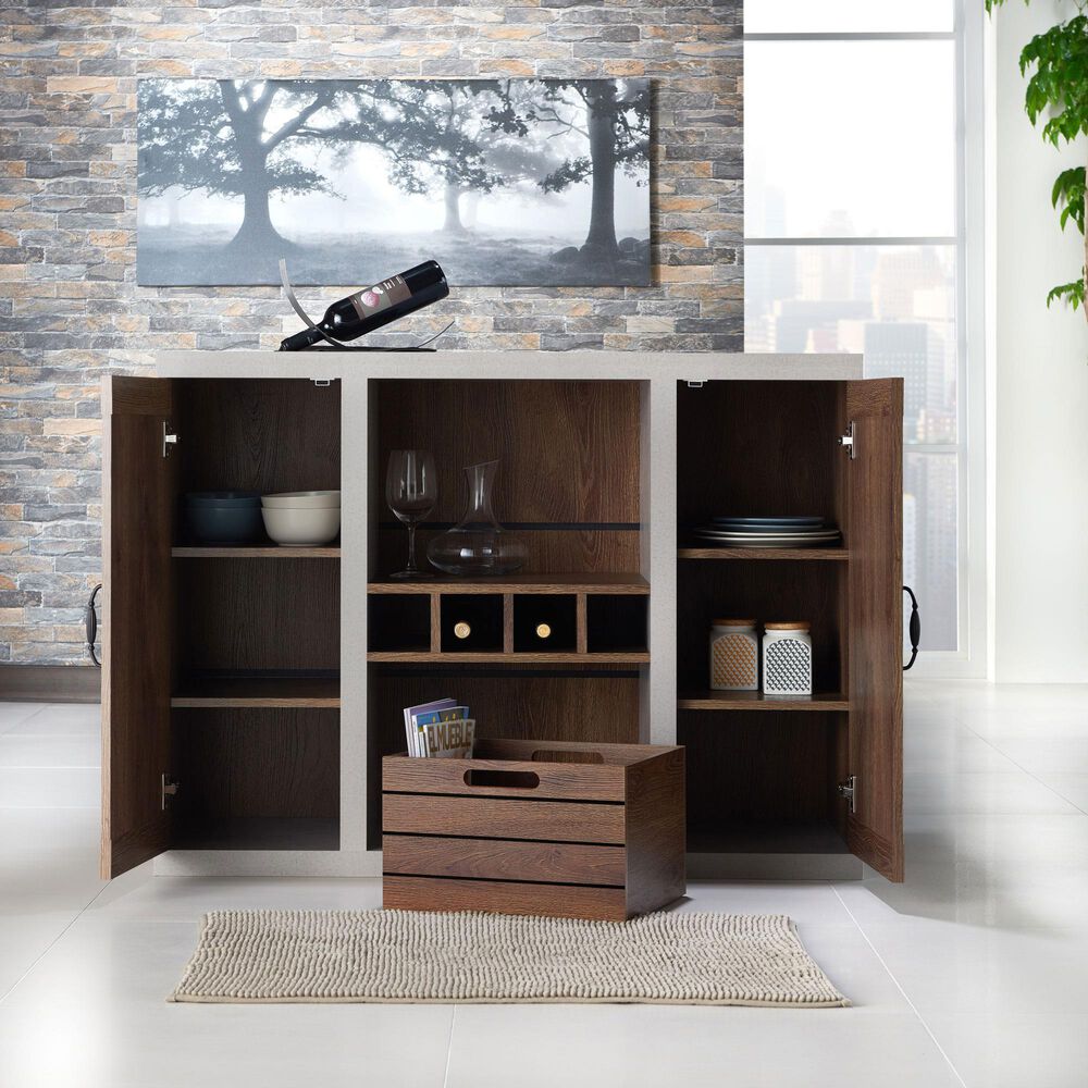 Furniture of America Taylor Buffet in Distressed Walnut, , large