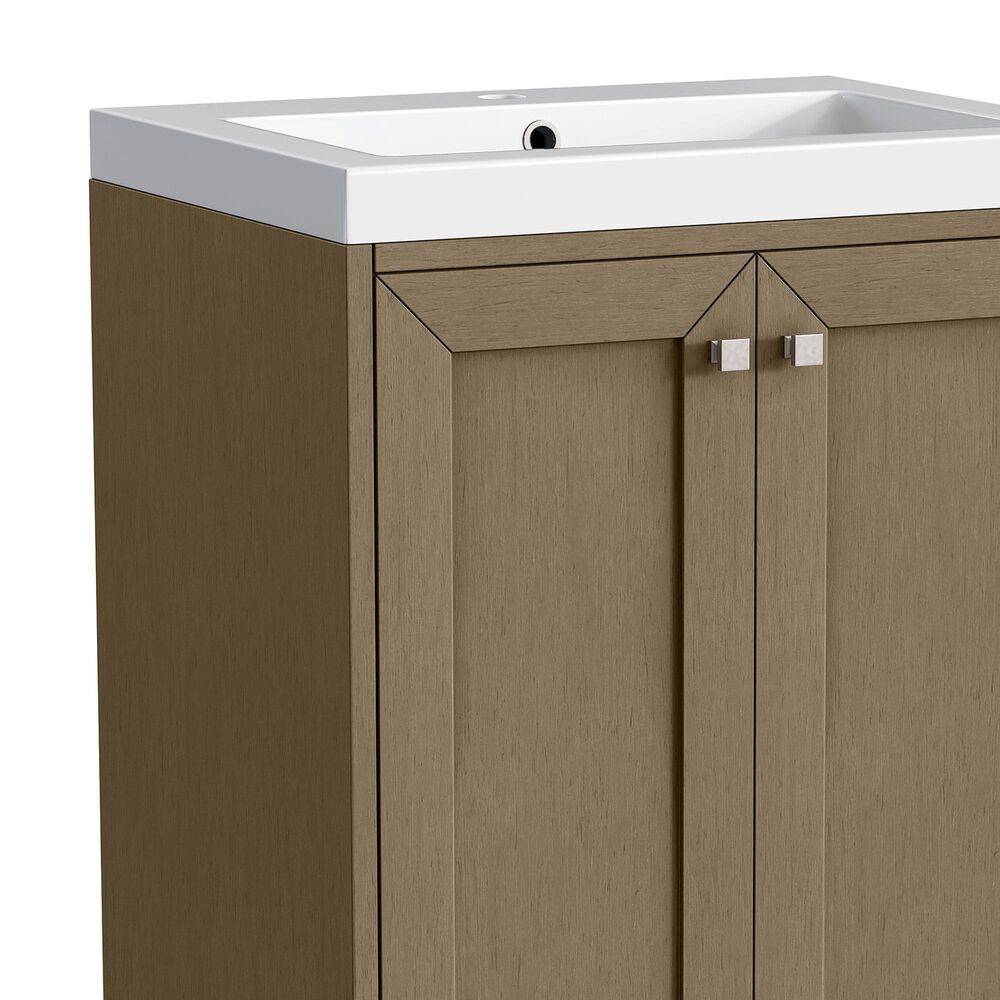 James Martin Vanities Chianti 24" Single Bathroom Vanity in Walnut Whisper with 2 cm White Glossy Composite Stone Top and Rectangular Sink, , large