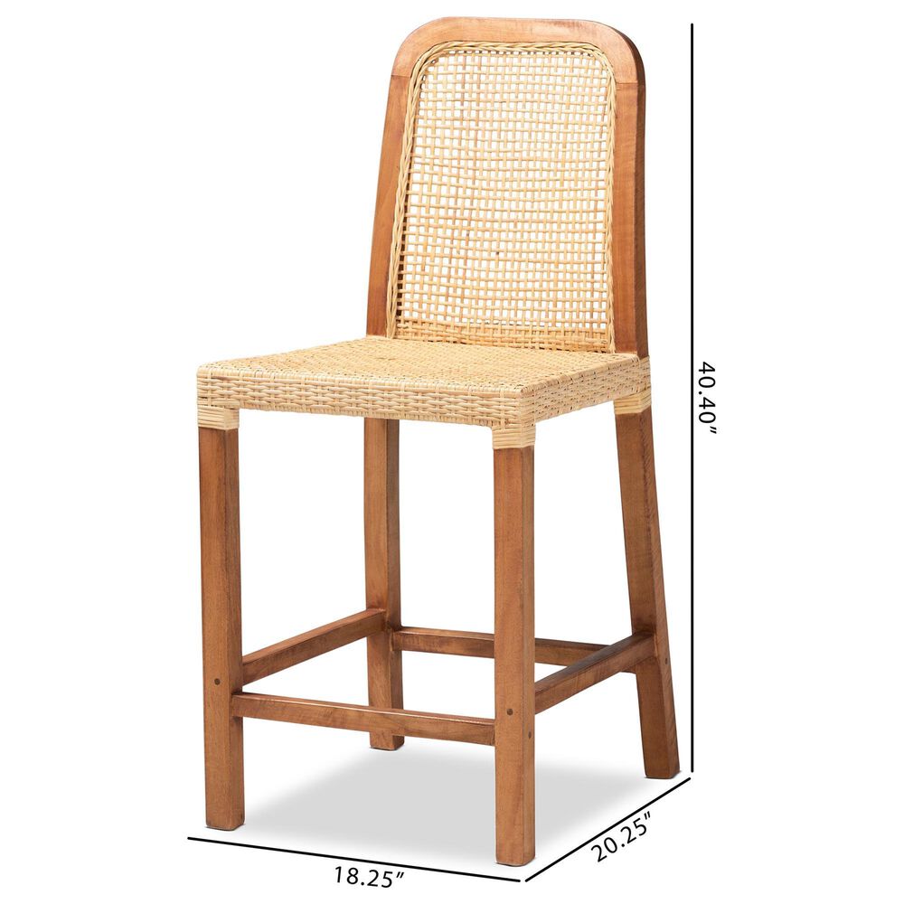 Baxton Studio Caspia Counter Stool in Walnut Brown, , large