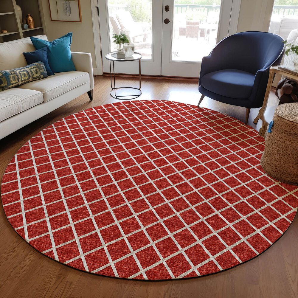 Dalyn Rug Company York 8&#39; Round Red Indoor/Outdoor Area Rug, , large