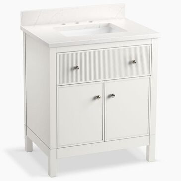 Kohler Malin 30" Single Bathroom Vanity in White with 3 cm White Quartz Top and Rectangular Sink, , large