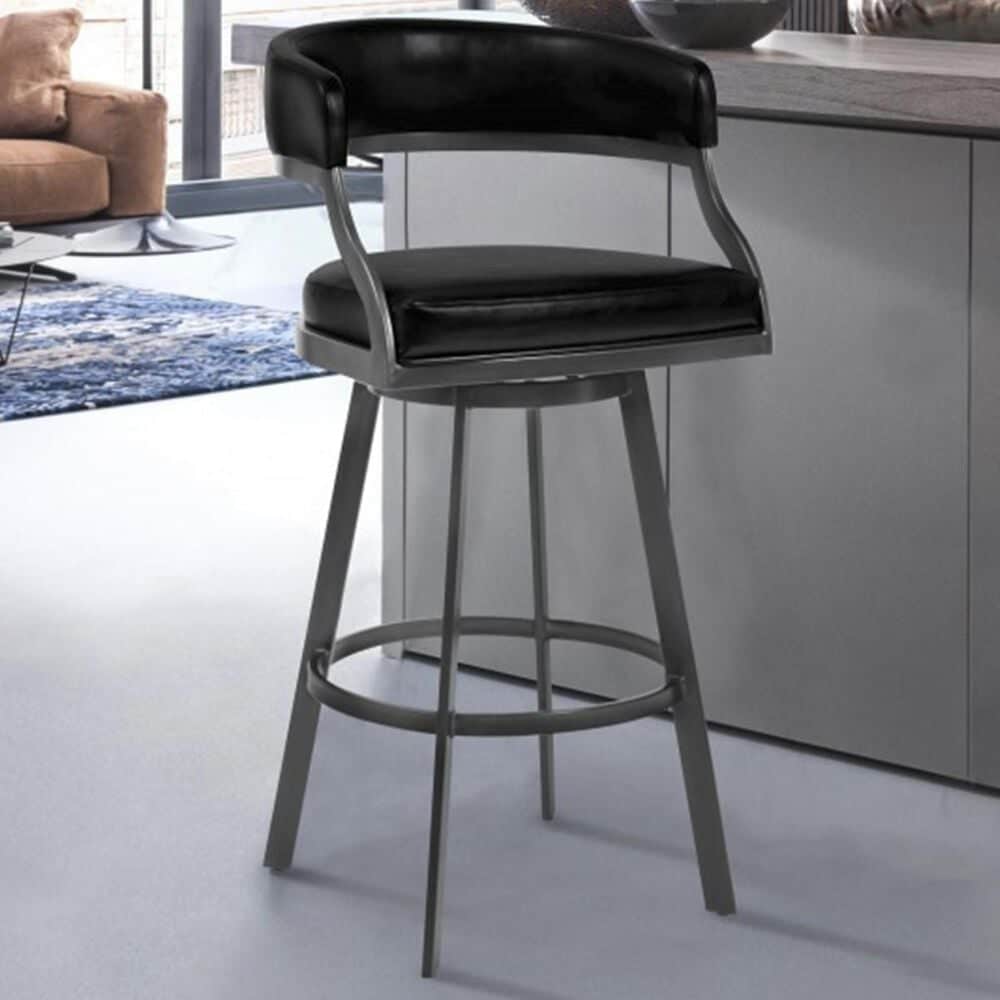 Blue River Saturn 26&quot; Counter Stool with Vintage Black Seat in Mineral, , large