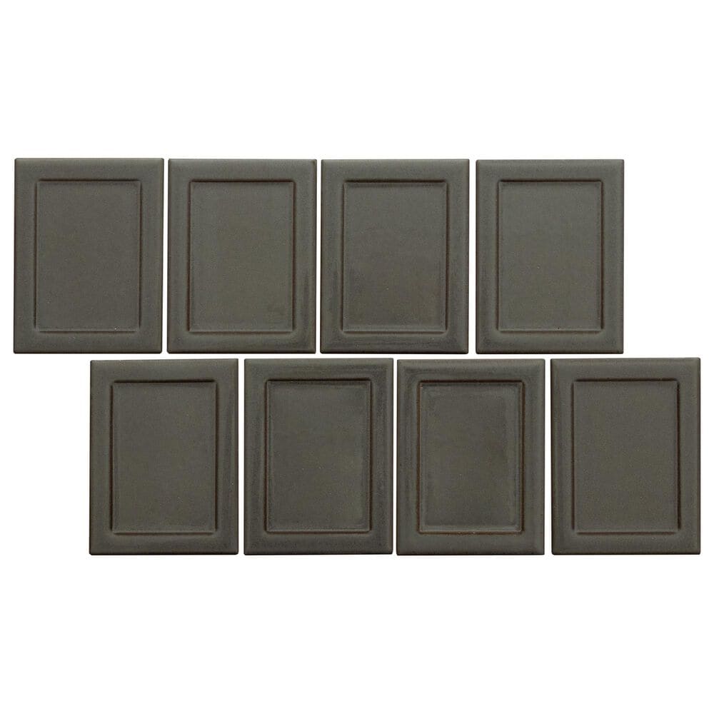 Emser Cuadro Charcoal 4" x 5" on 9" x 14" Frame Porcelain Mosaic Sheet, , large