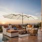 HOMLUX 15" Double-Sided Outdoor Market Umbrella with Sandbag Base and White LED Beads in White, , large