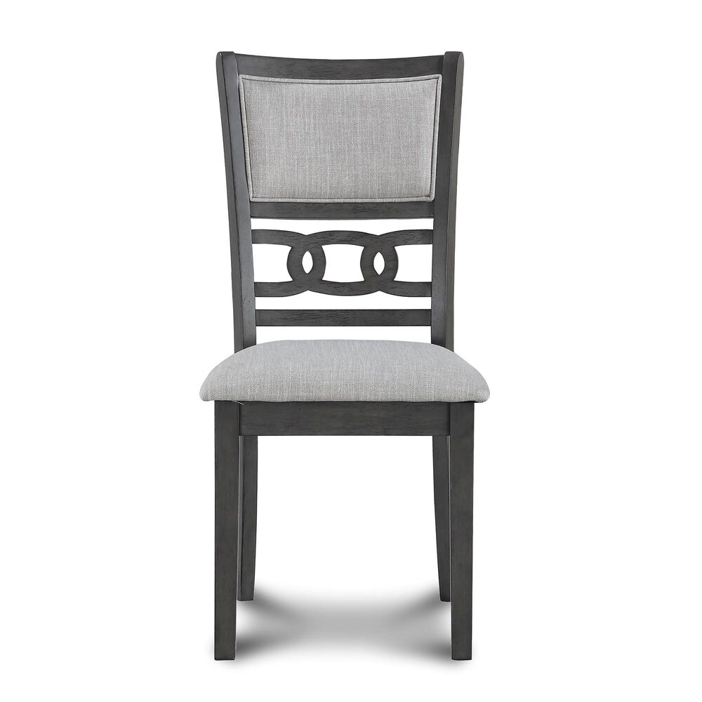 New Heritage Design Gia 47&quot; Round Storage Dining Table and 4 Upholstered Dining Side Chairs in Gray/Gray, , large
