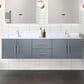 Lexora Home Geneva 72" Double Bathroom Vanity in Dark Grey with 2 cm White Carrara Marble Top and Rectangular Sinks, , large