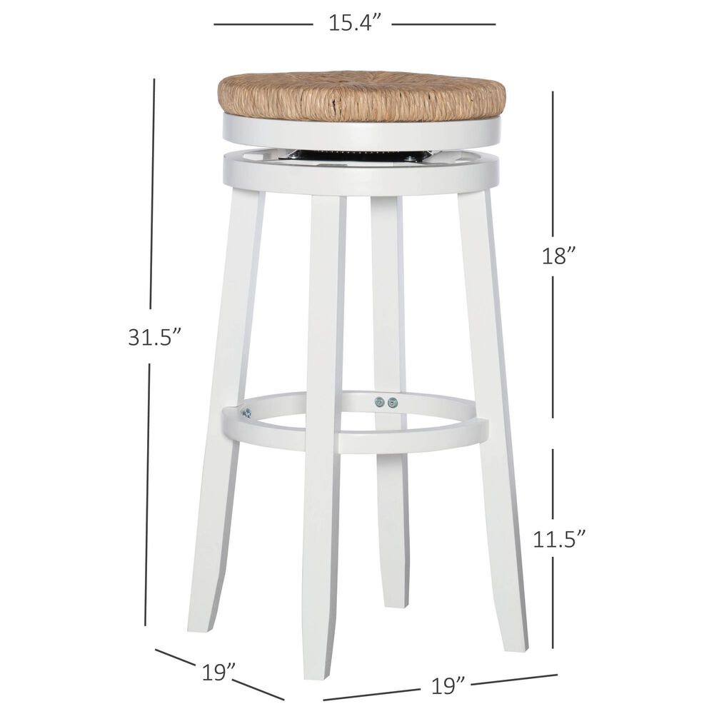 Linon Home Decor Morgan Swivel Bar Stool in White, , large