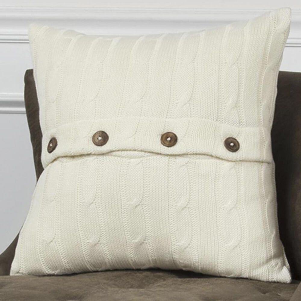 Rizzy Home 18&quot; x 18&quot; Down Pillow in White with Buttons, , large