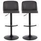 LumiSource Toriano Swivel Adjustable Bar Stool with Grey Faux Leather Upholstery in Black (Set of 2), , large
